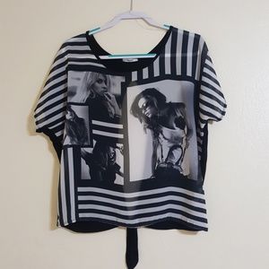 Black & white sheer top